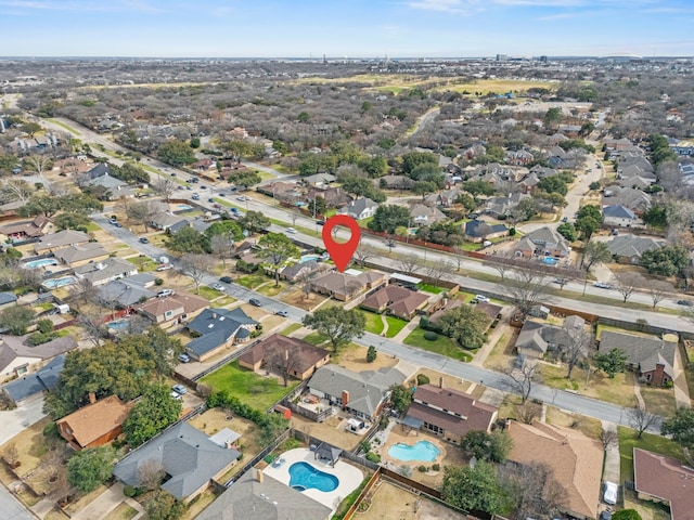 aerial view with a residential view