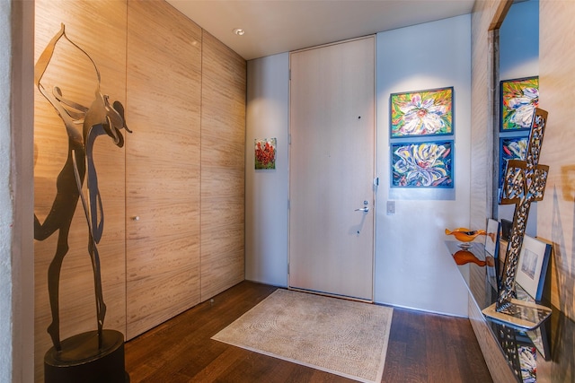 foyer entrance featuring wood finished floors