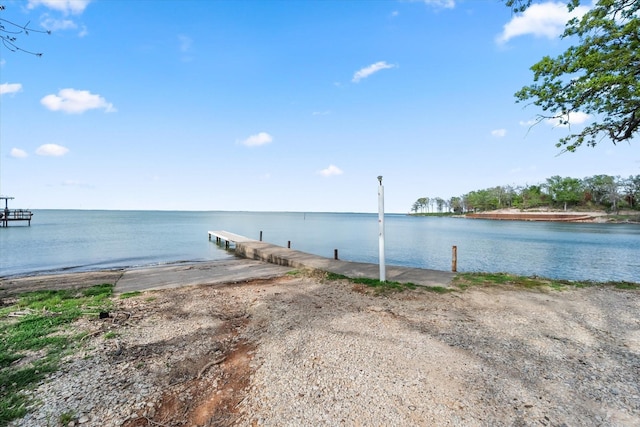 water view featuring a dock