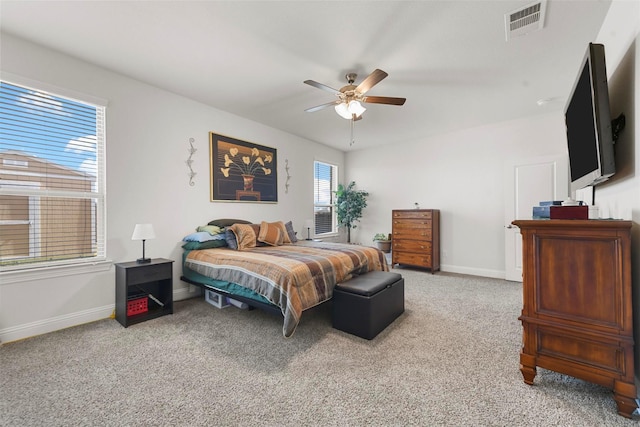 3512 Tunnel Ave, Aubrey, TX 76227 - bedroom with light colored carpet, baseboards, and a ceiling fan