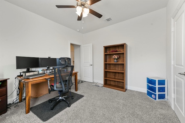 3512 Tunnel Ave, Aubrey, TX 76227 - carpeted office with a ceiling fan and baseboards