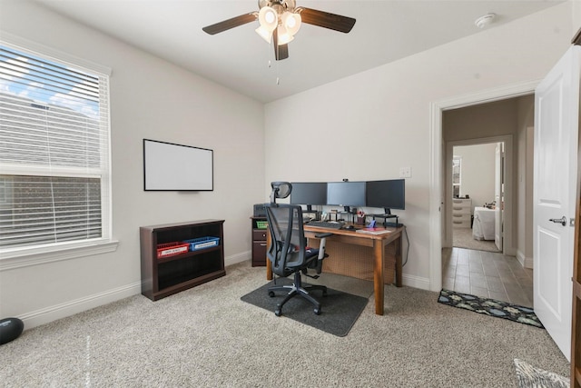3512 Tunnel Ave, Aubrey, TX 76227 - office space featuring carpet flooring, a ceiling fan, and baseboards