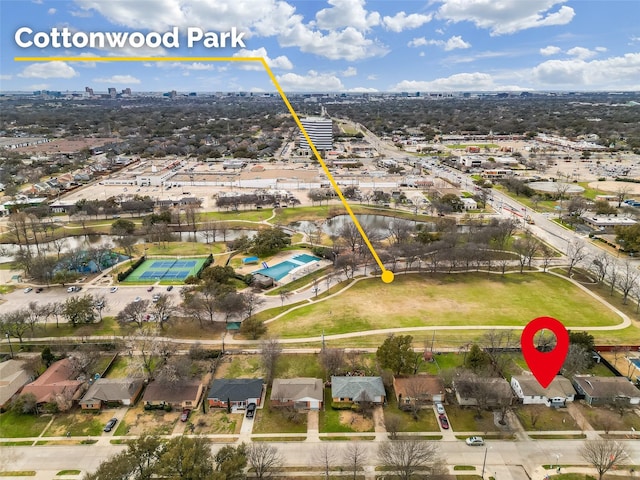 aerial view with a view of city and a residential view