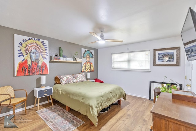 1258 Canterbury Dr, Abilene, TX 79602 - bedroom featuring light wood-style floors, baseboards, and ceiling fan