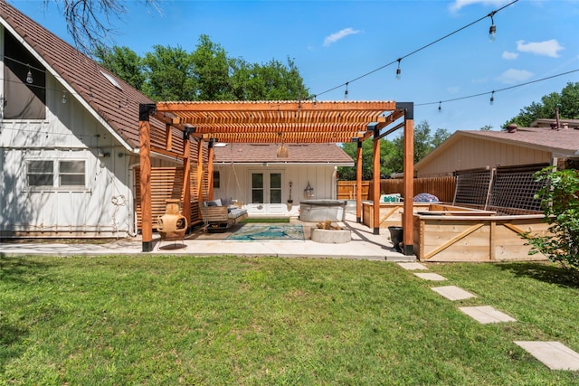 1258 Canterbury Dr, Abilene, TX 79602 - rear view of property featuring a hot tub, a pergola, board and batten siding, and a patio area