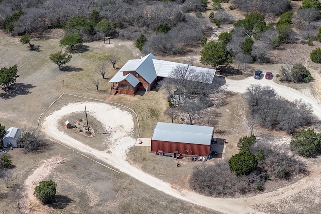 drone / aerial view with a rural view