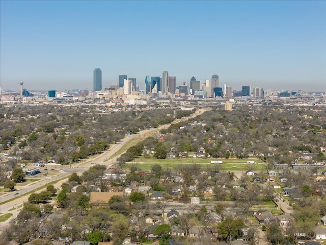 bird's eye view with a city view