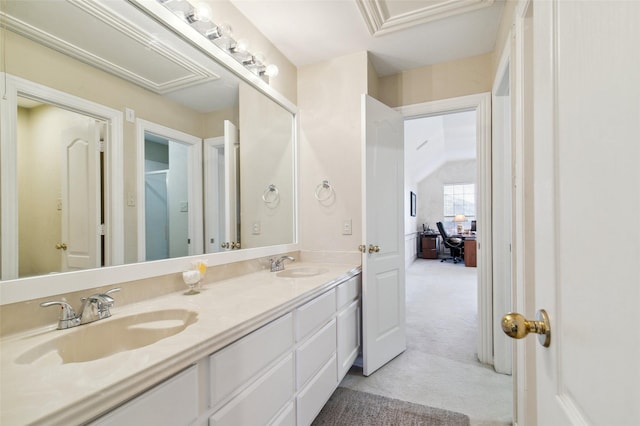 full bathroom featuring double vanity and a sink