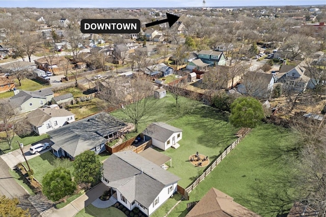 birds eye view of property with a residential view