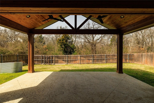 view of patio with a gazebo and a fenced backyard