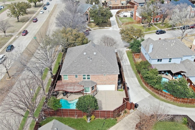 bird's eye view with a residential view