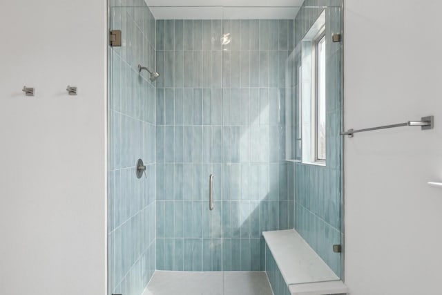 full bath featuring plenty of natural light and a shower stall