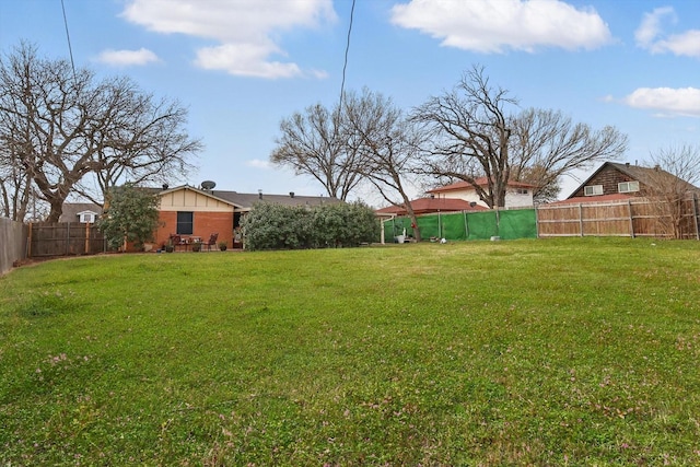 view of yard with a fenced backyard