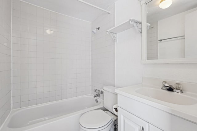 full bathroom with shower / bathtub combination, vanity, and toilet