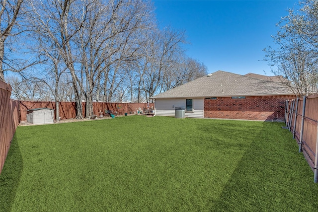 view of yard featuring a fenced backyard