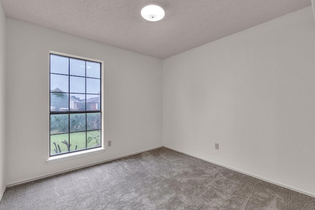 carpeted spare room with a textured ceiling