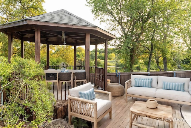 12900 Fm 121, Van Alstyne, TX 75495 - deck with an outdoor living space and a gazebo