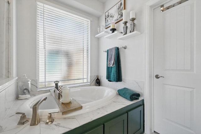 bathroom with a garden tub