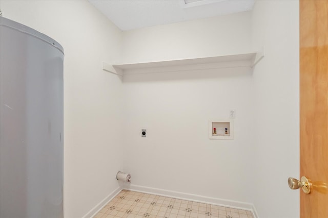 washroom with laundry area, washer hookup, baseboards, light floors, and electric dryer hookup