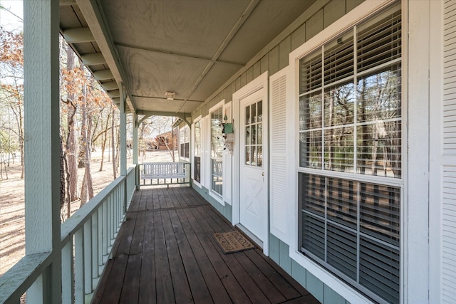 deck featuring covered porch