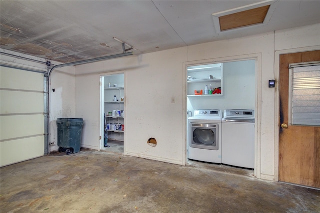 garage with independent washer and dryer