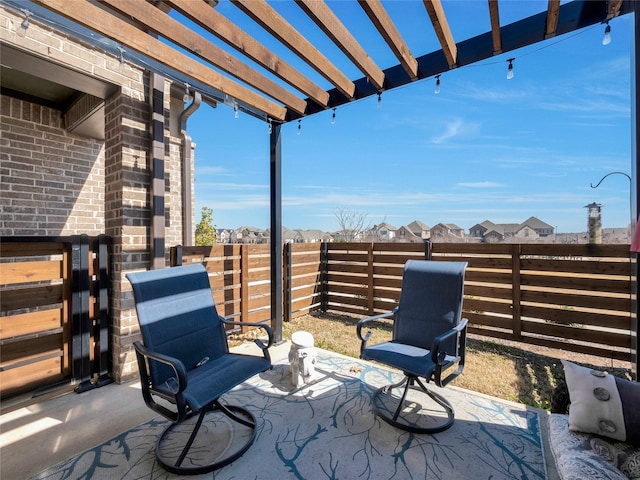 view of patio featuring a fenced backyard and a pergola