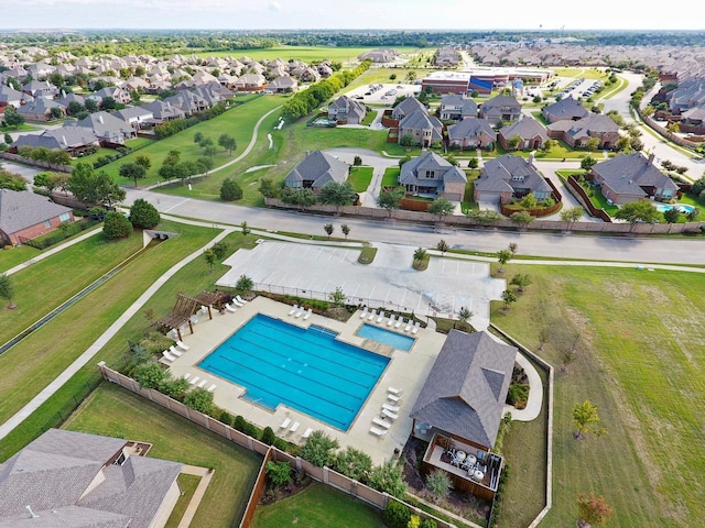 aerial view with a residential view