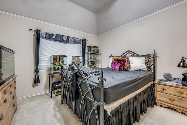 bedroom with light carpet