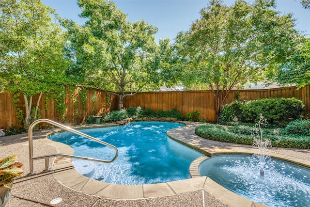 view of pool with a fenced backyard and a fenced in pool