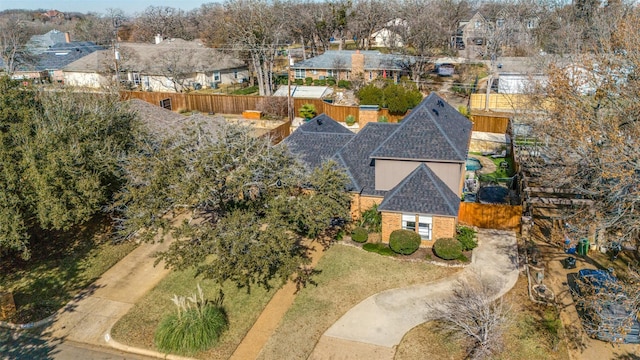 aerial view featuring a residential view