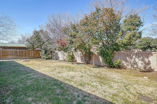 view of yard featuring a fenced backyard