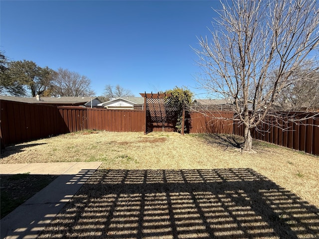 view of yard featuring a fenced backyard