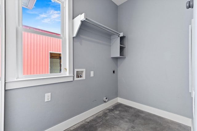 washroom featuring laundry area, baseboards, washer hookup, and hookup for an electric dryer