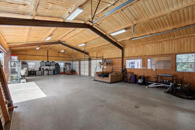 garage featuring metal wall