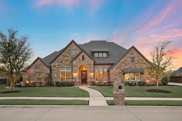 view of front of property featuring a yard