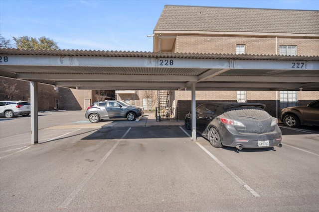 view of covered parking lot