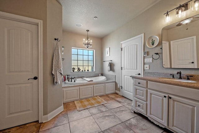 209 Chrissa Dr, Pottsboro, TX 75076 - full bathroom with a bath, a chandelier, and vanity
