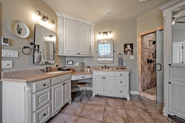 209 Chrissa Dr, Pottsboro, TX 75076 - full bathroom featuring a stall shower, vanity, and tile patterned flooring