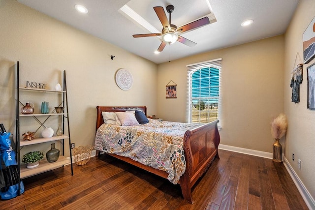 209 Chrissa Dr, Pottsboro, TX 75076 - bedroom with wood-type flooring, baseboards, recessed lighting, and ceiling fan