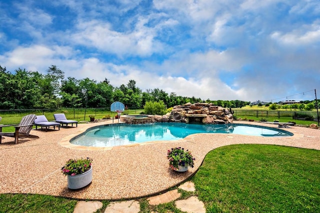 209 Chrissa Dr, Pottsboro, TX 75076 - view of pool featuring a patio area, a diving board, and a pool with connected hot tub