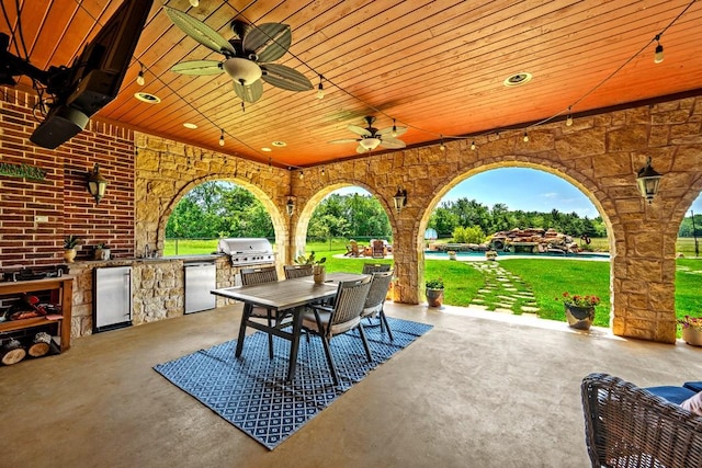 209 Chrissa Dr, Pottsboro, TX 75076 - view of patio featuring ceiling fan, outdoor dining space, and a sink