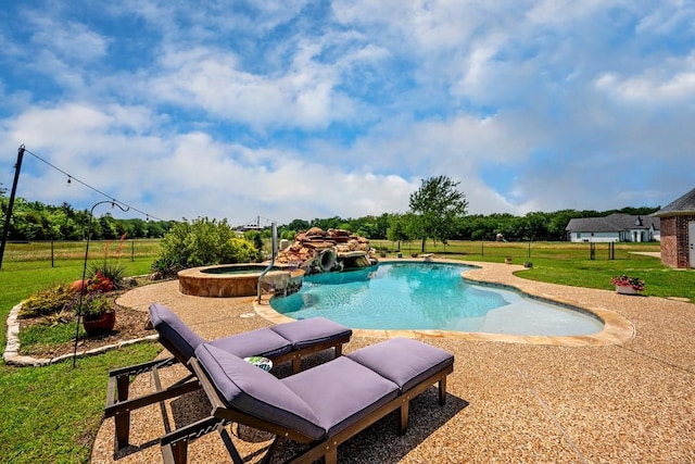 209 Chrissa Dr, Pottsboro, TX 75076 - view of pool with a pool with connected hot tub, a diving board, and a patio