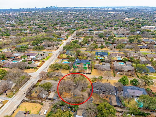 aerial view with a residential view