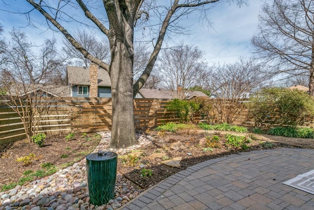 view of yard featuring a fenced backyard and a patio