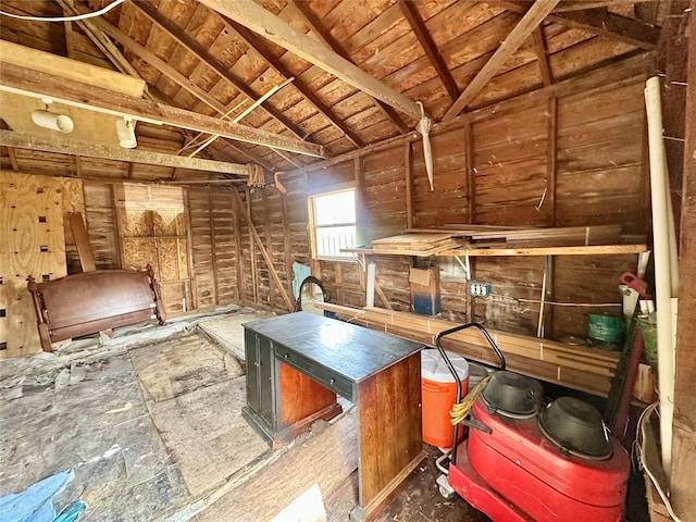 view of unfinished attic