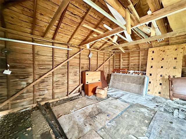 misc room featuring lofted ceiling