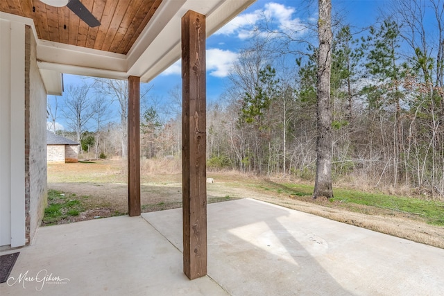 view of patio with ceiling fan