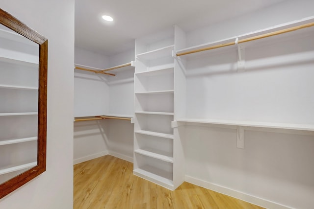 walk in closet featuring wood finished floors