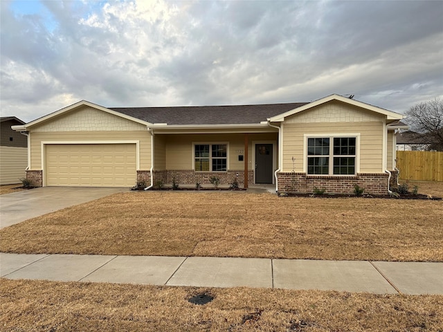 1727 Russell Dr, Garland, TX 75040 - view of front of house with an attached garage, driveway, brick siding, and roof with shingles