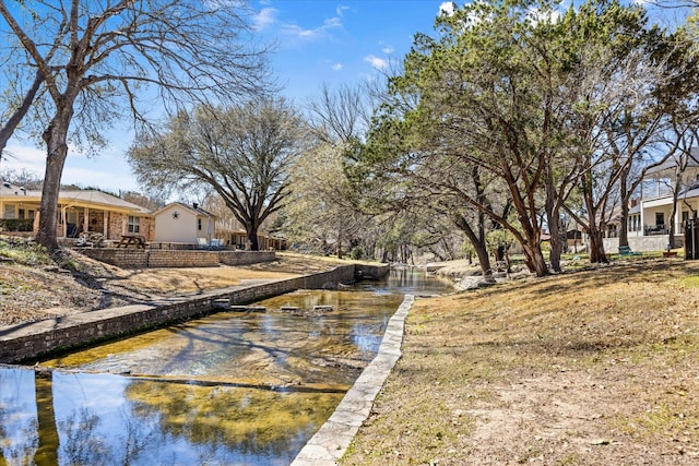 exterior space featuring a water view